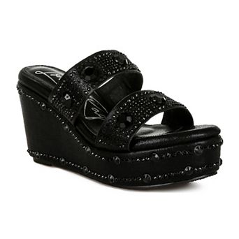 London Rag Iki Diki Women's Rhinestone Wedge Sandals