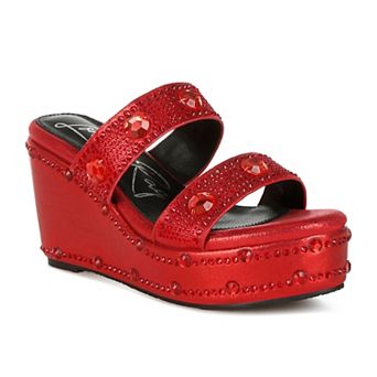 London Rag Iki Diki Women's Rhinestone Wedge Sandals