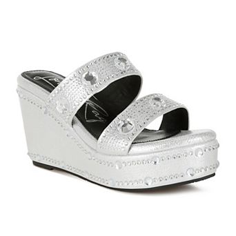 London Rag Iki Diki Women's Rhinestone Wedge Sandals