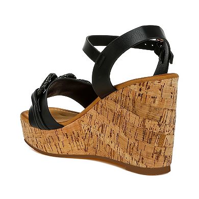 London Rag Emelda Women's Wedge Sandals With Chain Link Detail