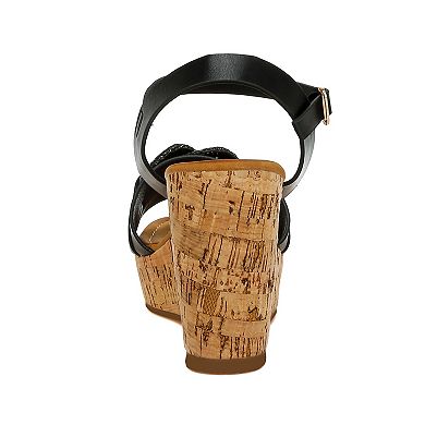 London Rag Emelda Women's Wedge Sandals With Chain Link Detail