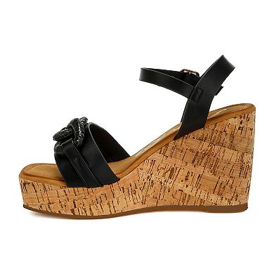 London Rag Emelda Women's Wedge Sandals With Chain Link Detail