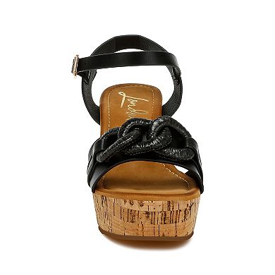 London Rag Emelda Women's Wedge Sandals With Chain Link Detail