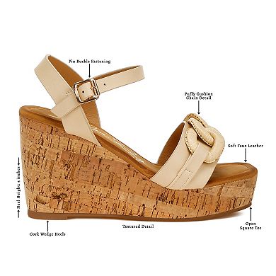 London Rag Emelda Women's Wedge Sandals With Chain Link Detail