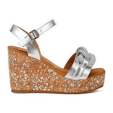 London Rag Emelda Women's Wedge Sandals With Chain Link Detail