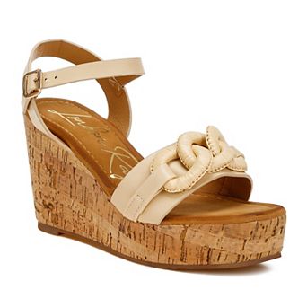 London Rag Emelda Women's Wedge Sandals With Chain Link Detail