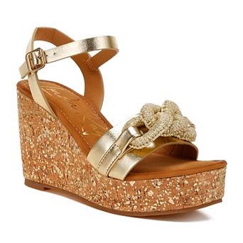 London Rag Emelda Women's Wedge Sandals With Chain Link Detail