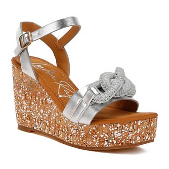 London Rag Emelda Women's Wedge Sandals With Chain Link Detail