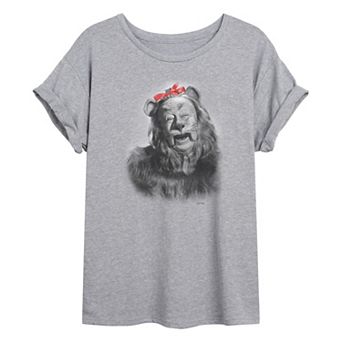 Juniors' The Wizard Of Oz Cowardly Lion Portrait Oversized Tee