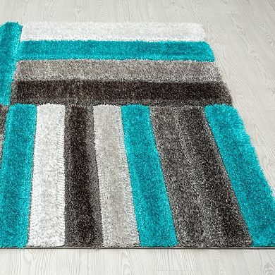 Luxe Weavers Lantanas Shag Geometric Area Rug, Modern, Stain Resistant, Plush Indoor Rug