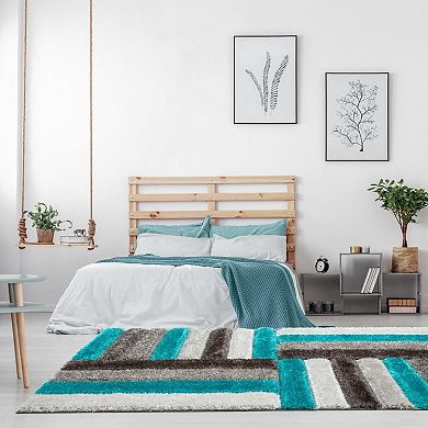 Luxe Weavers Lantanas Shag Geometric Area Rug, Modern, Stain Resistant, Plush Indoor Rug