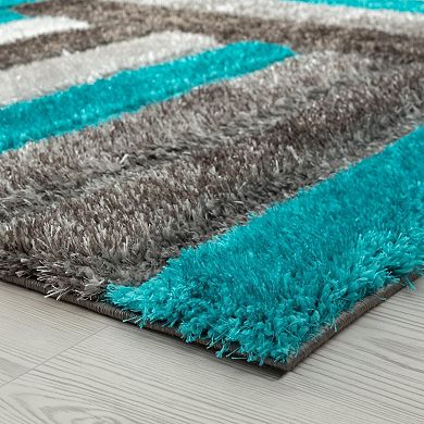 Luxe Weavers Lantanas Shag Geometric Area Rug, Modern, Stain Resistant, Plush Indoor Rug