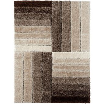 Luxe Weavers Lantanas Shag Geometric Area Rug, Modern, Stain Resistant, Plush Indoor Rug