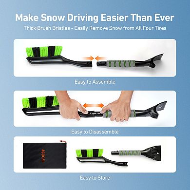 AstroAI 2 Pack 27" Snow Brush and Ice Scraper for Cars, Trucks, SUVs