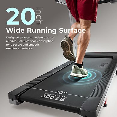 Sunny Health & Fitness Smart Quiet Treadmill with a 20″ Belt, Performance Metrics via SunnyFit App