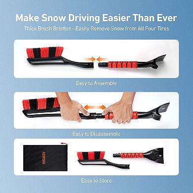 AstroAI 1 Pack 27" Snow Brush and Ice Scraper for Cars, Trucks, SUVs