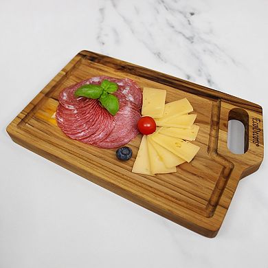 EcoDecors 3 Piece Teak Wood Cutting Board Set, FSC Certified Edge Grain Wood