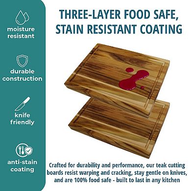 EcoDecors 14" x 10", Reversible Small Teak Wood Edge Grain Cutting Board