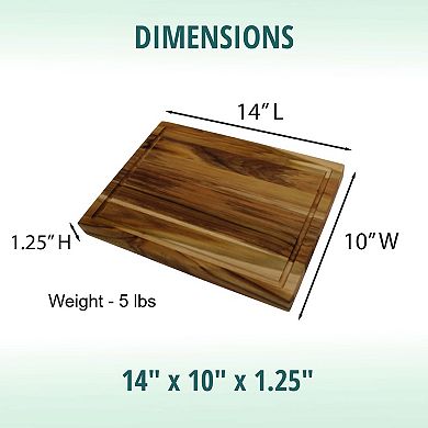 EcoDecors 14" x 10", Reversible Small Teak Wood Edge Grain Cutting Board