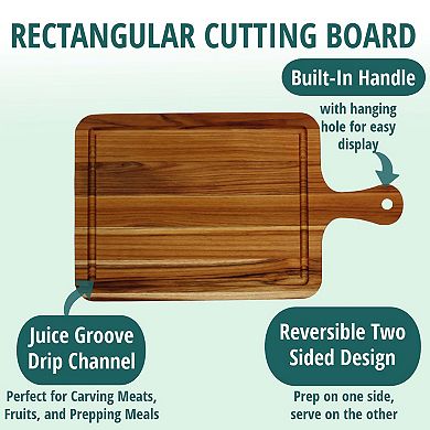 EcoDecors 3 Piece Teak Cutting Board Set with Handle & Juice Groove