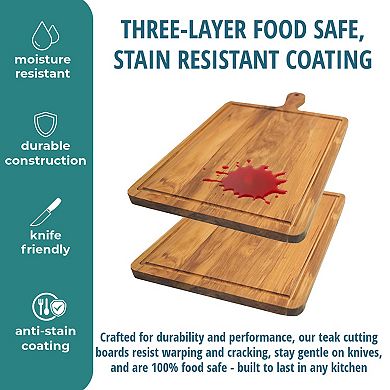 EcoDecors 19"x12" Teak Cutting Board with Juice Groove & Handle