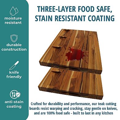 EcoDecors, Reversible FSC Certified Edge Grain Teak Cutting Board 20" x 15"