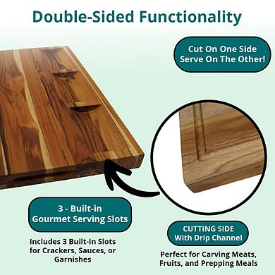 EcoDecors, Reversible FSC Certified Edge Grain Teak Cutting Board 20" x 15"