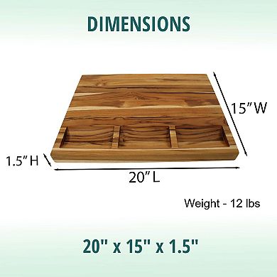 EcoDecors, Reversible FSC Certified Edge Grain Teak Cutting Board 20" x 15"
