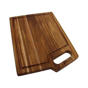 EcoDecors 14"x10" Teak Cutting Board with Juice Groove & Corner Handle