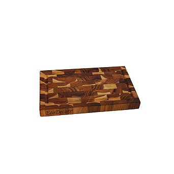EcoDecors FSC Certified Solid End Grain Teak Cutting Board 10" x 6"