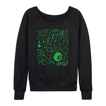 Women's Lucky Symbols Collage French Terry Long Sleeve Tee