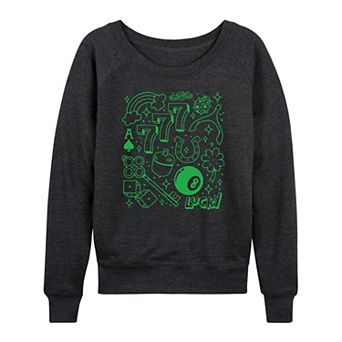 Women's Lucky Symbols Collage French Terry Long Sleeve Tee