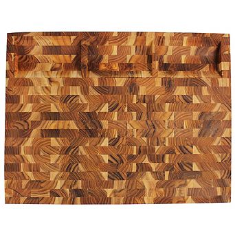 EcoDecors FSC Certified Solid End Grain Teak Wood Cutting Board 24" x 18"