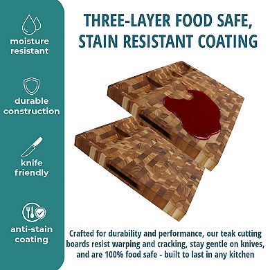 EcoDecors FSC Certified Solid End Grain Teak Wood Cutting Board 24" x 18"