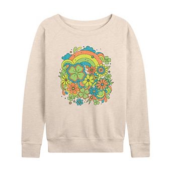 Women's Retro Clovers & Florals French Terry Long Sleeve Tee