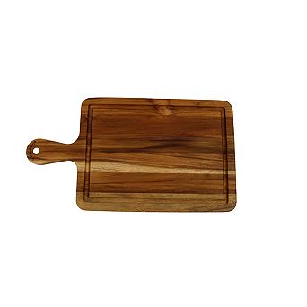 EcoDecors 15.5"x8.5" Teak Edge Grain Cutting Board with Handle