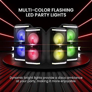Pyle 8" Bluetooth PA Speaker System with LED Lights, Karaoke Mic