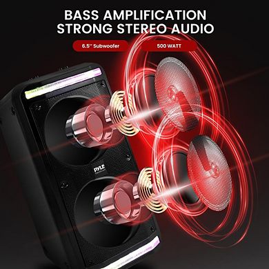 Pyle 8" Bluetooth PA Speaker System with LED Lights, Karaoke Mic