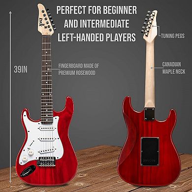 LyxPro Left-Hand 36" Electric Guitar Kit for Kids w/ Amp, Picks, Strap, Tuner, Cable & Bag
