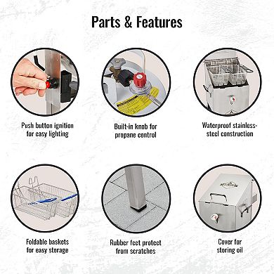 Hike Crew Outdoor 4-Gallon Propane Deep Fryer with Basket, 57000 BTU Outdoor Deep Fryer