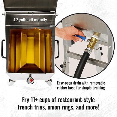Hike Crew Outdoor 4-Gallon Propane Deep Fryer with Basket, 57000 BTU Outdoor Deep Fryer