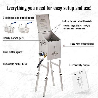 Hike Crew Outdoor 4-Gallon Propane Deep Fryer with Basket, 57000 BTU Outdoor Deep Fryer