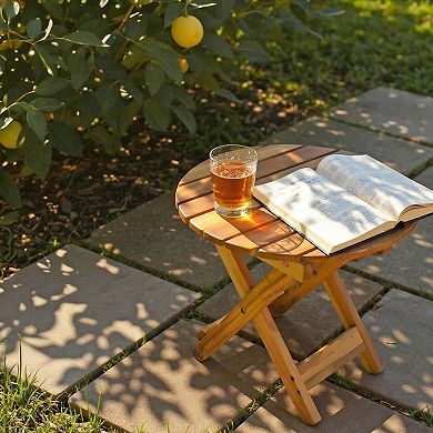 Shine Company Assembled Outdoor Portable Patio Folding Side Table