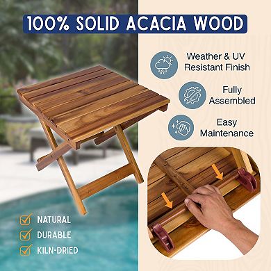 Shine Company Assembled Square Outdoor Folding Patio Side Table