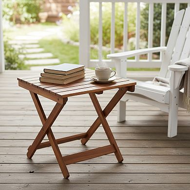 Shine Company Assembled Square Outdoor Folding Patio Side Table