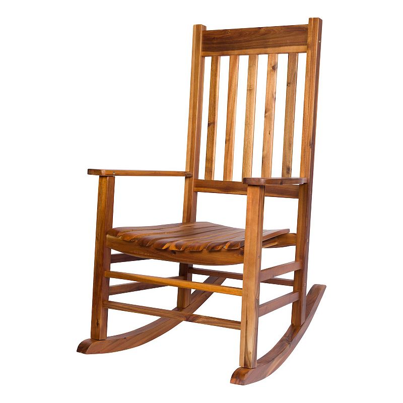 Shine Company Acacia Wood Outdoor Patio Rocking Chair