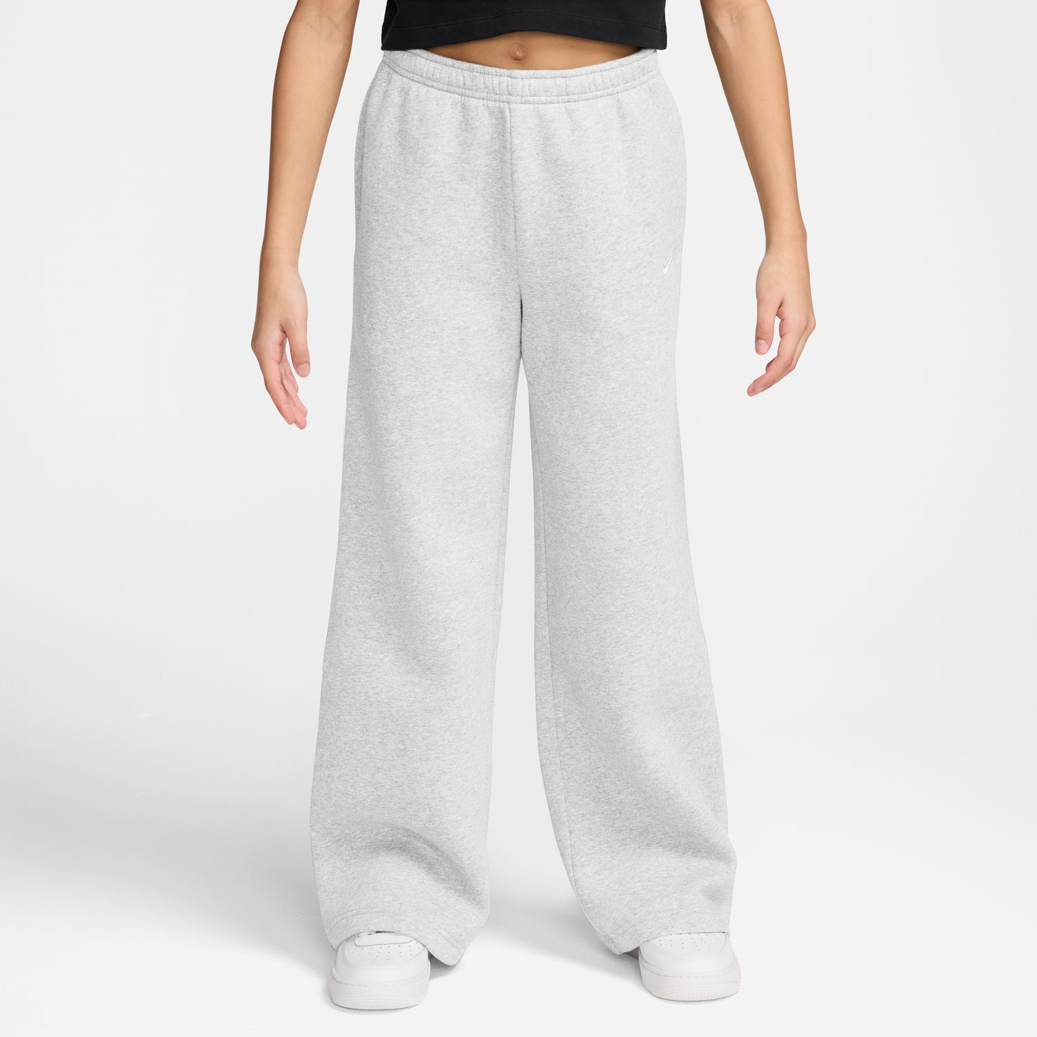 Брюки Nike Sportswear Studio Fleece Open-Hem Pants для девочек, цвет: Берёзовый меланжевый