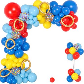 Red, Yellow, & Blue Balloon Garland 123 pc for Birthday, Carnival, & Circus Party Supplies