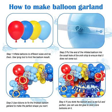 Red, Yellow, & Blue Balloon Garland 123pcs for Birthday, Carnival, & Circus Party Supplies