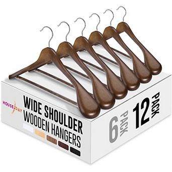 HOUSE DAY Wide Shoulder Suit Wooden Hangers Walnut